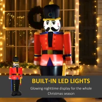 HOMCOM 6 Ft Tall Nutcracker Toy Soldier Outdoor Lighted Airblown Inflatable Christmas Lawn Decoration(m-4)