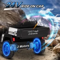 Qaba 24V 2 Seater Electric Car for Kids w/ Remote Control, 4 Wheels Spring Suspension, Soft Start, Storage, Sunshade, Black(m-5)