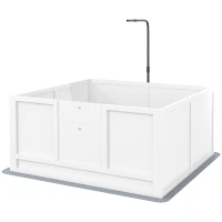 PawHut Whelping Box for Dogs with Retractable Light Stand, Waterproof Pad, Rail, Adjustable Height Door, 41" x 39"(m-2)