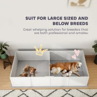 PawHut Whelping Box for Dogs and Puppies w/ Waterproof Pee Pad & Adjustable Door for Large, Medium, Small Dogs,96" x 47" x 19"(m-6)