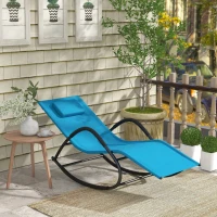 Outsunny UV Water Resistant Rocking Chair for Sunbathing, Lawn, Garden or Pool, Light Blue(m-10)