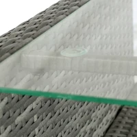 Outsunny 4 Pieces Patio Furniture Sets with Cushions, PE Rattan Wicker Conversation Chairs with Two-Tier Coffee Table for Backyard Porch Garden Poolside and Deck, Gray(m-9)