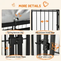 PawHut Galvanised Steel Outdoor House Heavy Duty Dog Kennel, Black(m-7)