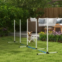 PawHut 2PCs Dog Agility Kit with Weave Poles, Spray Water Tube, Whistle, Carry Bag, White(m-8)