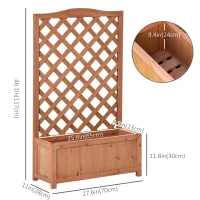 Outsunny Wood Planter with Trellis for Vine Climbing, Raised Garden Bed to Grow Vegetables for Backyard, 28" x 11" x 46", Brown(m-3)