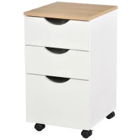 HOMCOM 3-Drawer Storage Cabinet with Wheels for Home Office, White(m-11)
