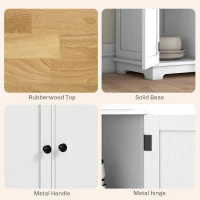 HOMCOM Kitchen Storage Cabinet, Sideboard Floor Cupboard with Solid Wood Top, Adjustable Shelf, and 3 Drawers, White(m-6)