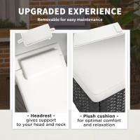 Outsunny 2 Reclining Chaise Lounge Chairs, Rolling Outdoor Chairs with Cushion, Pillow, Headrest, Armrests, and Wheels, Cream(m-5)