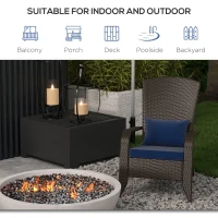 Outsunny Patio Wicker Adirondack Chair, Outdoor Rattan Muskoka Chair with Cushions for Patio, Garden, Backyard Dark Blue(m-7)