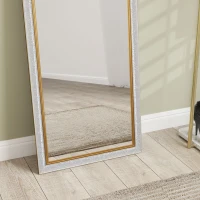HOMCOM Floor Standing Mirror, Full Body Mirror, Free Standing, Leaning or Wall Mirror with Frame for Bedroom, Silver(m-10)