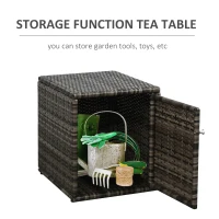 Outsunny 3 Pieces Wicker Patio Furniture Set, Rattan Bistro Set with Storage Coffee Table and Thickened Cushions, Outdoor Conversation Set for Garden, Porch, Balcony, Red(m-4)