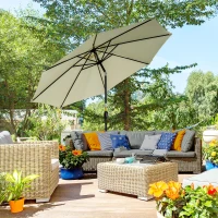 Outsunny 10' x 8' Round Market Umbrella, Patio Umbrella, Outdoor Parasol with Crank Handle, Tilt for Garden, Bench, Lawn, Beige(m-8)