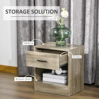 HOMCOM Modern Side Table with Drawer and Storage Shelf, End Table for Living Room, Gray Wood Grain(m-4)