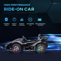 Aosom 12V Electric Ride-on Car, Licensed Lamborghini V12 Vision Gran Turismo Battery-Powered Ride-on Toy with Remote Control, Music, LED Lights, for 3-6 Year Old Boys and Girls, Black(m-8)