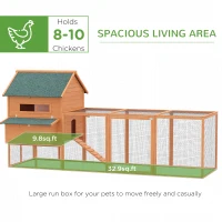PawHut 137" Chicken Coop Wooden Large Hen House Deluxe Rabbit Hutch Lockable Poultry Cage Backyard with Nesting Box and Run, Orange(m-4)