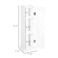HOMCOM Small Toilet Paper Cabinet, Bathroom Corner Cabinet with Doors and Shelves for Paper Shampoo, White(m-3)