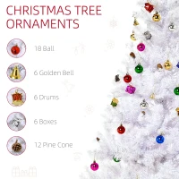 HOMCOM 4.9ft Artificial Christmas Tree Xmas Holidays Decor with Ornament White(m-4)