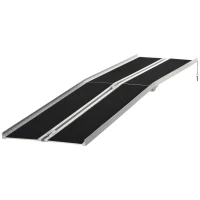 HOMCOM 10' Skidproof Portable Wheelchair Ramp for Home, Steps, Doorways, Carpeted Foldable Handicap Ramp, Threshold Ramp(m-11)