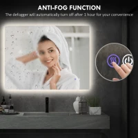 HOMCOM Dimmable Bathroom Mirror with Lights, 37" x 35" Backlit LED Mirror w/ Anti-Fog, Memory & Infinite Color Temperature(m-6)