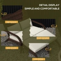 Outsunny 2 Person Patio Wicker Adirondack Chair, High-Back Fire Pit Chair with Cushions, Cream White(m-5)