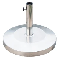 Outsunny 55 lbs Cement Round Patio Umbrella Stand, 19" Stainless Steel Base Stand Holder, Silver(m-11)