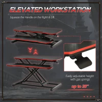 Vinsetto Liftable Computer Stand Height Adjustable Ergonomic E-sports Desktop Stand PC w/ Keyboard Tray Widely Compatible, Workstation Riser for Home Office Dormitory(m-4)