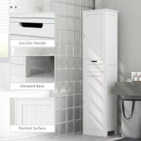 HOMCOM Freestanding Bathroom Cabinet with Drawer and 2 Doors, Tall Bathroom Cupboard for Kitchen, Study, Living Room(m-6)