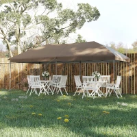 Outsunny 10' x 19' Pop Up Canopy with Easy Up Steel Frame, 3-Level Adjustable Height and Carrying Bag, Sun Shade Event Party Tent for Patio, Backyard, Garden, Brown(m-2)