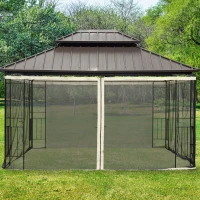 Outsunny Replacement Mesh Sidewall Netting for 10' x 12' Gazebos and Canopy Tents with Zippers, (Sidewall Only) Cream(m-10)