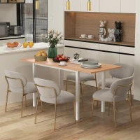 HOMCOM Extending Kitchen Table For Six, Expandable Dining Table for Small Spaces, Folding Dining Table, Natural(m-8)