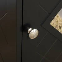 PawHut Cat Litter Box Enclosure End Table, Indoor Cat Washroom with Magnetic Door, Hidden Litter Box Nightstand with Large Tabletop, Easy Assembly, Black(m-10)