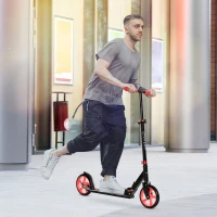 Soozier Kick Scooter for 12 Years and Up, Folding Scooter with Height Adjustable Handlebar, Big Wheels and Rear Wheel Brake(m-2)