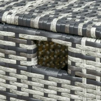 Outsunny 6 Piece Rattan Garden Furniture Set, 8-Seater Outdoor Sofa Sectional with 3 Loveseat Wicker Sofa with Cushions, 2 Footstools and Glass Table for Yard, Poolside, Grey(m-7)