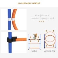 PawHut Dog Agility Training Equipment w/ Weave Poles, Adjustable Hurdle, Jump Ring, Pause Box, Whistle, Balls, Carry Bag(m-4)