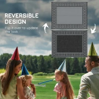 Outsunny Portable Outdoor Rug with Carrying Bag, 9' x 12' Reversible Mat, Waterproof Plastic Straw RV Rug for Backyard, Deck, Picnic, Beach, Camping, Black and Grey(m-7)