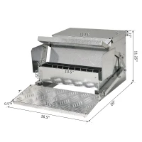 PawHut 25 lbs Capacity Automatic Chicken Poultry Feeder with a Galvanized Steel and Aluminium Build, Weatherproof Design(m-3)