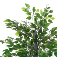 Outsunny 4.75FT Artificial Ficus Tree, Fake Tree with Leaves, Faux Plant in Nursery Pot for Indoor Decoration(m-9)