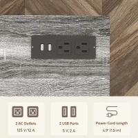HOMCOM Mobile Printer Stand with Charging Station USB Ports Locking Filing Cabinet for A4 Letter Size Grey(m-4)