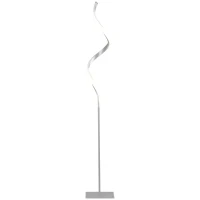 HOMCOM Modern Spiral Floor Lamp with Square Base and Foot Switch, Silver(m-11)