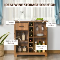 HOMCOM Retro Wine Cabinet for 6 Bottles, Wine Rack Sideboard Serving Bar with Glass Holders and 1 Drawer, Brown(m-4)