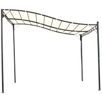 Outsunny 10' x 10' Steel Outdoor Pergola Gazebo, Patio Canopy with Weather-Resistant Fabric and Drainage Holes for Backyard, Deck, Garden, Cream White(m-7)