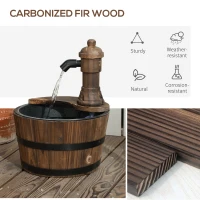 Outsunny Outdoor Fountain, Garden Water Fountain with Electric Pump for Porch, Deck, Yard, Carbonized(m-5)