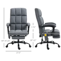 Vinsetto Massage Office Chair with 4 Vibration Points, Reclining Computer Chair with USB Port and Footrest - Dark Gray(m-3)