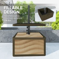 Outsunny Weighted Umbrella Stand with Table Tray, Heavy Duty Patio Umbrella Weighted Base with Wheels, Handles, 176lbs with Stand Filling, Patio Umbrella Base Weight for Garden Poolside, Brown(m-5)
