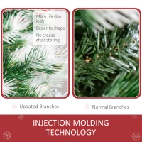 HOMCOM 5' Tall Unlit Snow-Flocked Fir Artificial Christmas Tree with Realistic Branches, Red Berries and 554 Tips, Green / White(m-8)