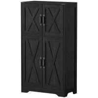 HOMCOM Farmhouse Kitchen Pantry, Freestanding Kitchen Pantry Storage Cabinet with Barn Doors and Adjustable Shelves, Black(m-2)