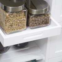 HOMCOM Kitchen Cart, Kitchen Island Coffee Bar Cart on Wheels with Wooden Top, Utility Trolley with 3 Storage Drawers, 2 Shelves, Removable Tray for Dining Room, White(m-9)