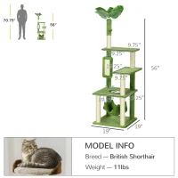 PawHut Cat Tree for Indoor Cats with Hammock, Cat Tower, Green(m-3)