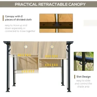 Outsunny 12' x 10' Outdoor Retractable Pergola Canopy with Sun Shade Unique Design Canopy Patio Metal Shelter for Garden Porch Beach, Beige(m-6)