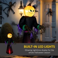 HOMCOM 7' Halloween LED Yard Decor Reaper Ghost Pumpkin, Blow Up Inflatable Outdoor Decoration, Waterproof(m-4)